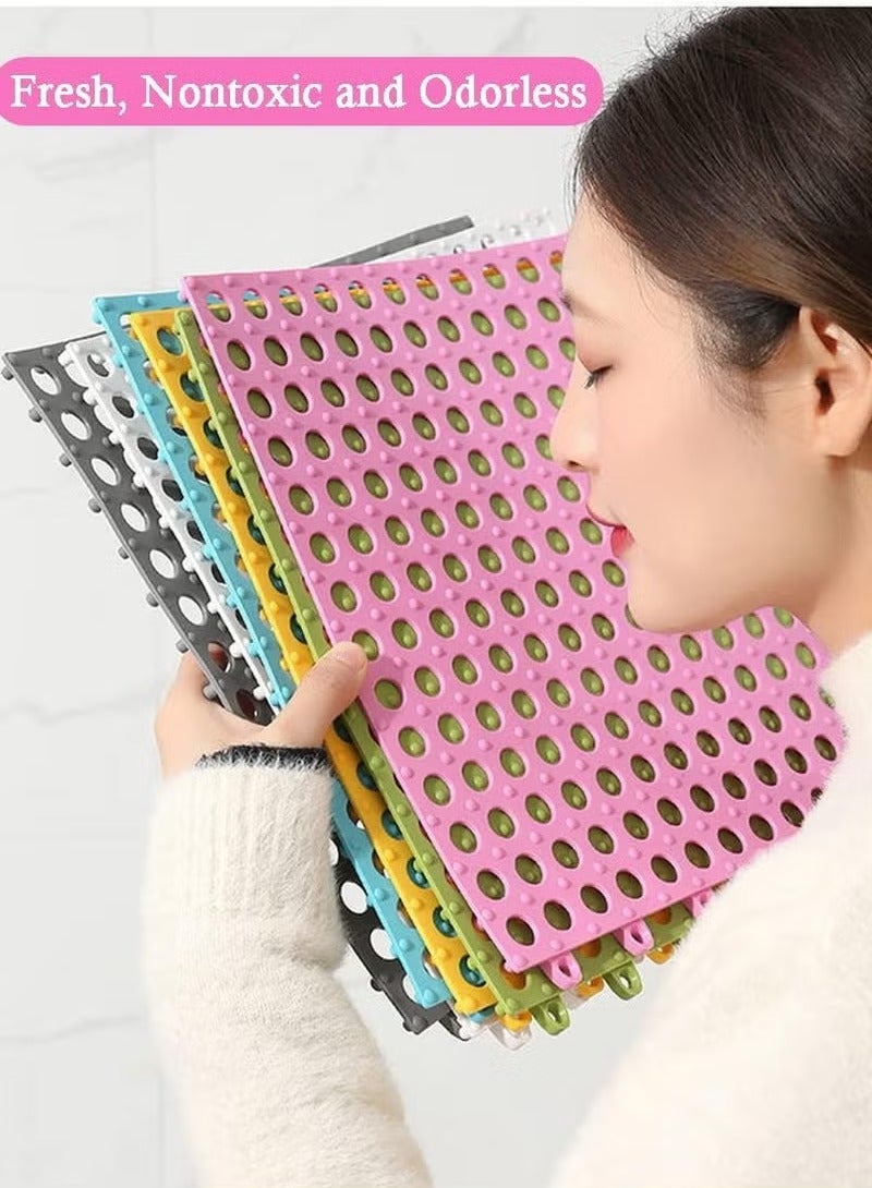 12 Pack Interlocking Non Slip Drainage Floor Tiles, 30 X 30 cm Soft PVC Bath Shower Floor Mat, Drainage Holes for Bathroom, Kitchen, Pool, Wet Areas(White/Pink) - Image 3