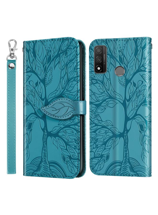 Green Tiger Case For Huawei P smart 2020 Life of Tree Embossing Pattern Horizontal Flip Leather Case with Holder & Card Slot & Wallet & Photo Frame & Lanyard - Image 1
