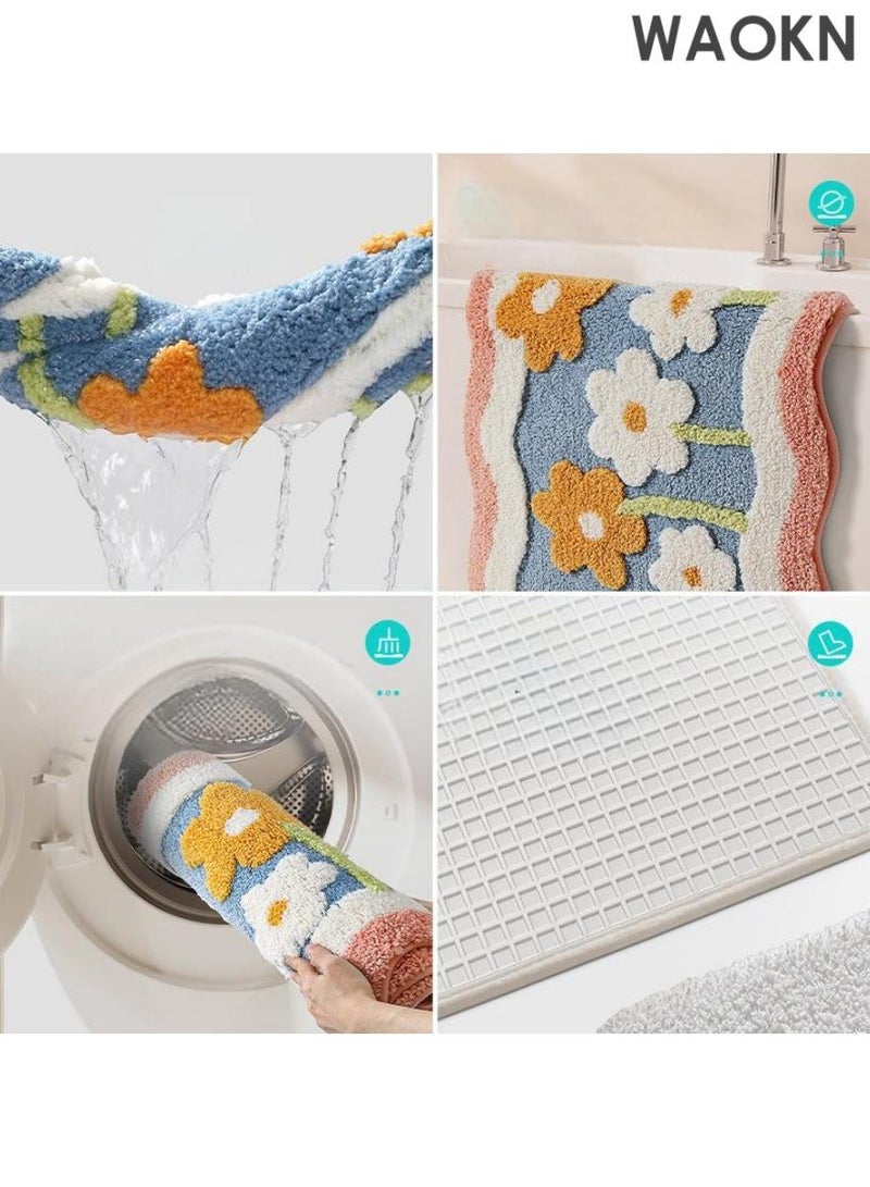 WAOKN Water absorbing and non slip bathroom floor mat,designed specifically for the bathroom entrance and bedroom bedside, made of soft plush material（50*80CM） - Image 3