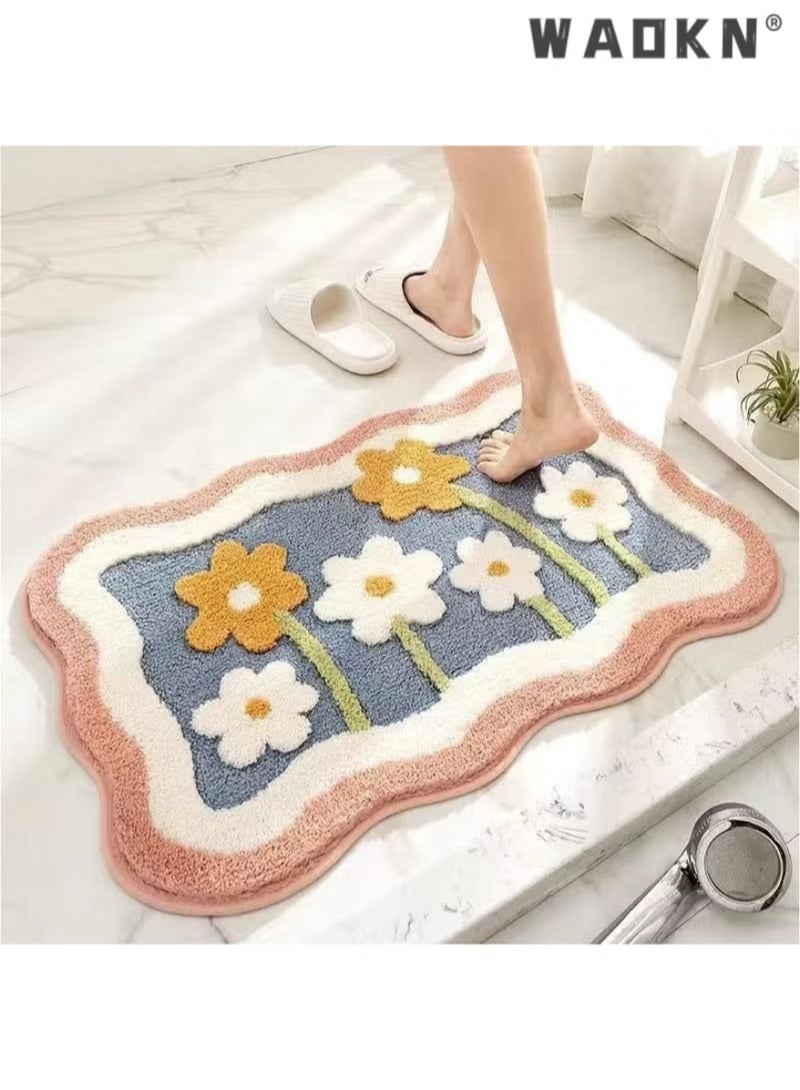 WAOKN Water absorbing and non slip bathroom floor mat,designed specifically for the bathroom entrance and bedroom bedside, made of soft plush material（50*80CM） - Image 2