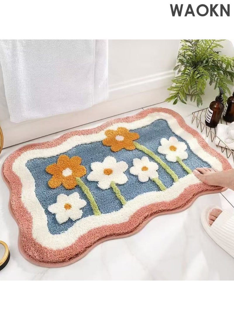 WAOKN Water absorbing and non slip bathroom floor mat,designed specifically for the bathroom entrance and bedroom bedside, made of soft plush material（50*80CM） - Image 4