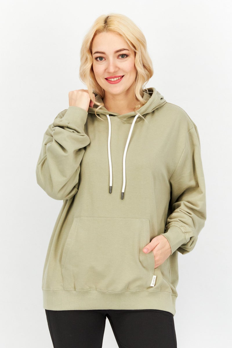 Sovereign Code سويت شيرت نسائي بغطاء رأس، زيتوني - Image 1