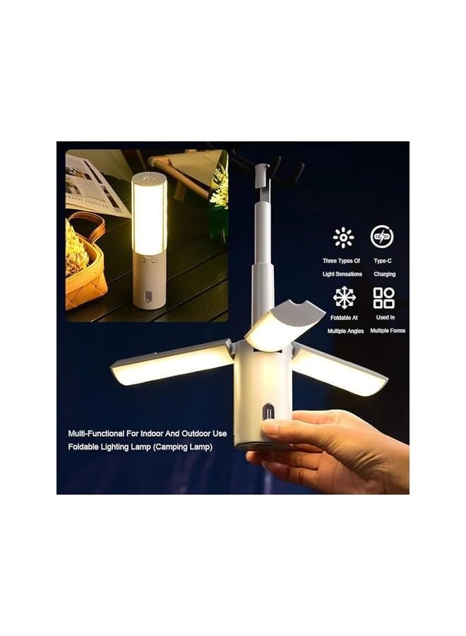 erorex Folding LED Camping Light Flashlight, LED Camping Light With 3 Modes, Brightness Infinitely Adjustable 4000mah Usb Rechargeable And Foldable Waterproof Tent Light - Image 3