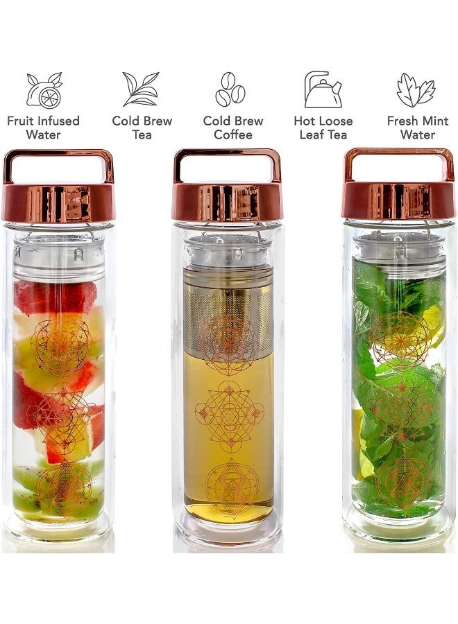 Teabloom Teabloom All Purpose Stainless Steel Tea Bottle - Multipurpose Insulated Flask 0.45L - Thermos Flask - Tea Coffee Fruit Infused Water - All Temperature Travel Tumbler - Image 2