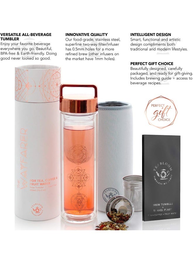 Teabloom Teabloom All Purpose Stainless Steel Tea Bottle - Multipurpose Insulated Flask 0.45L - Thermos Flask - Tea Coffee Fruit Infused Water - All Temperature Travel Tumbler - Image 4