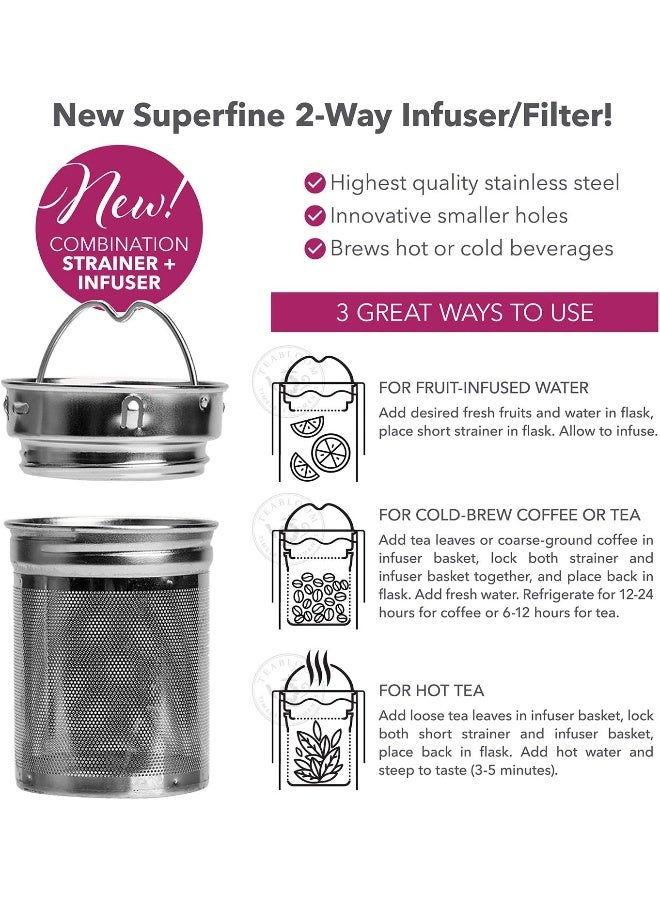 Teabloom Teabloom All Purpose Stainless Steel Tea Bottle - Multipurpose Insulated Flask 0.45L - Thermos Flask - Tea Coffee Fruit Infused Water - All Temperature Travel Tumbler - Image 5