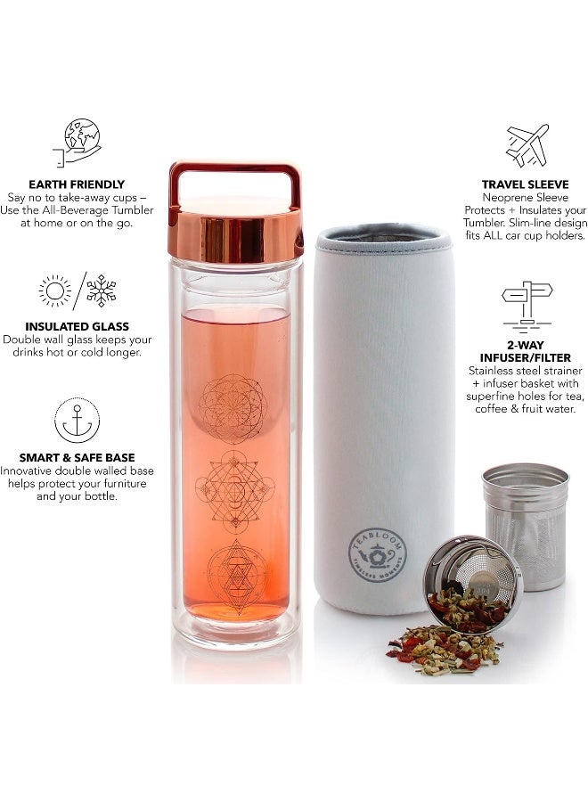 Teabloom Teabloom All Purpose Stainless Steel Tea Bottle - Multipurpose Insulated Flask 0.45L - Thermos Flask - Tea Coffee Fruit Infused Water - All Temperature Travel Tumbler - Image 3