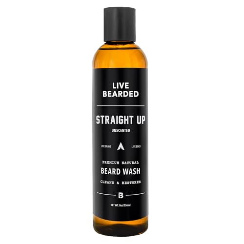 Live Bearded Beard Wash 8 fl oz  WaterBased Face Cleanser with AllNatural Ingredients for a Gentle Deep Clean  Made in the USA  Straight Up Unscented  FragranceFree