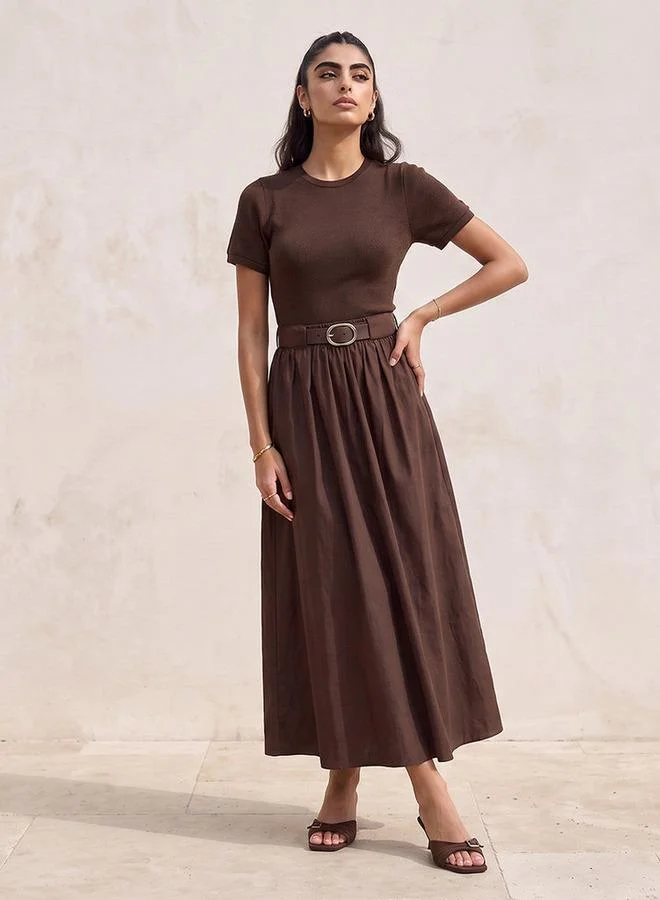 سبلاش فيڤ Youth Maxi A-line Cotton Dress with Belt