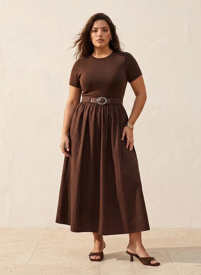سبلاش فيڤ Youth Maxi A-line Cotton Dress with Belt
