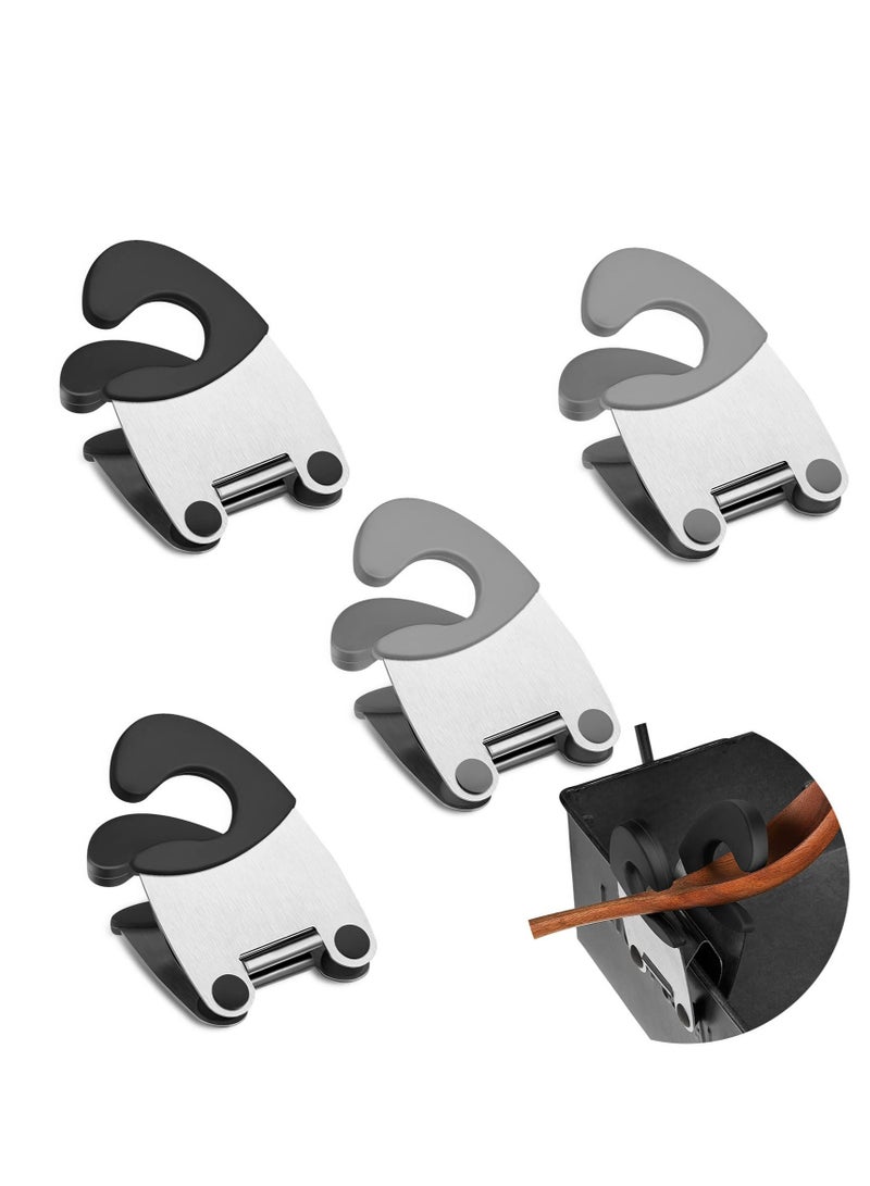 Excefore Stainless Steel Pot Clip Spoon Rests Kitchen Accessories Tools Keep Your Countertops Clean Set of 4 in Black Grey  6.49 x 3.93 Inches - Image 1