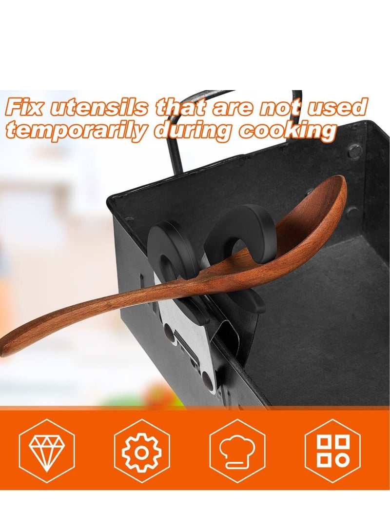 Excefore Stainless Steel Pot Clip Spoon Rests Kitchen Accessories Tools Keep Your Countertops Clean Set of 4 in Black Grey  6.49 x 3.93 Inches - Image 3