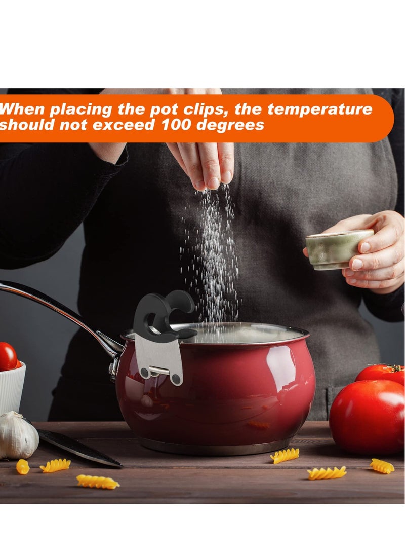 Excefore Stainless Steel Pot Clip Spoon Rests Kitchen Accessories Tools Keep Your Countertops Clean Set of 4 in Black Grey  6.49 x 3.93 Inches - Image 2