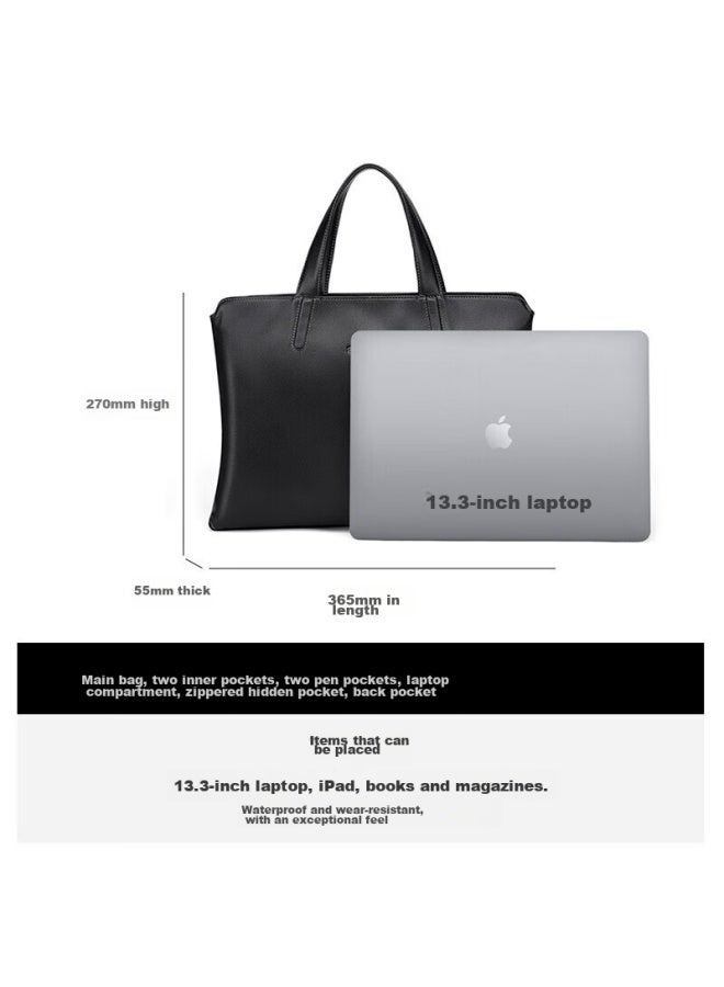 American Bison Briefcase, Men's Handbag, Business Horizontal Style, 14-inch Laptop Bag, Birthday Gift For Husband Or Boyfriend - Image 3