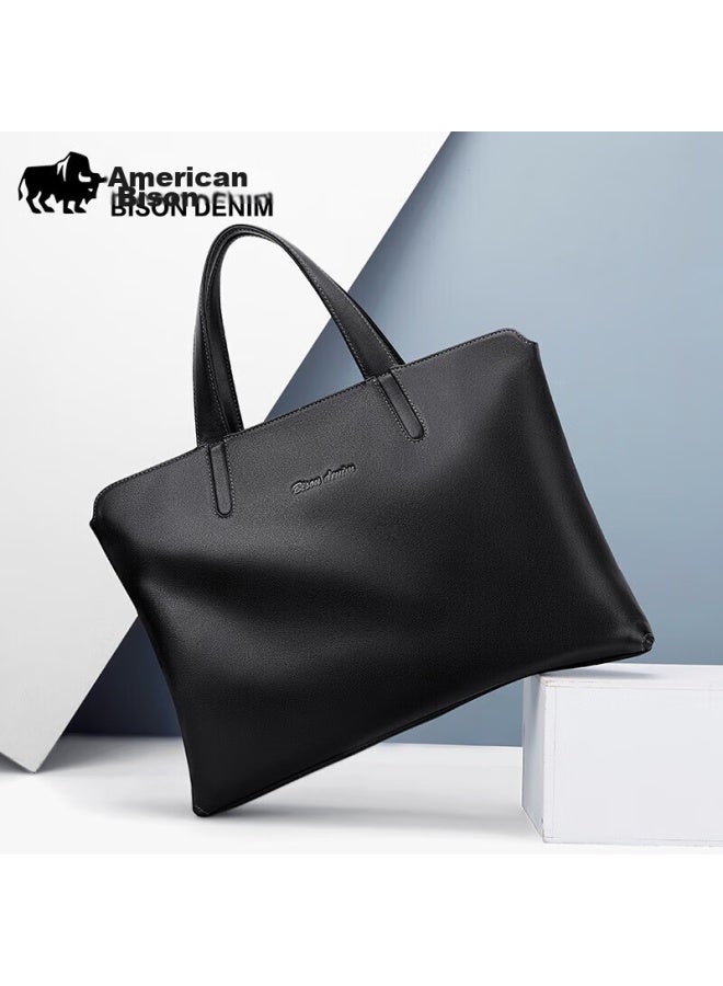 American Bison Briefcase, Men's Handbag, Business Horizontal Style, 14-inch Laptop Bag, Birthday Gift For Husband Or Boyfriend - Image 4