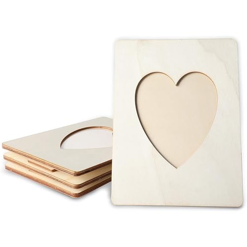 Bright Creations Heart Shaped Unfinished Wood Picture Frames for 4 x 6 Photos 59 x 79 In 4 Pack