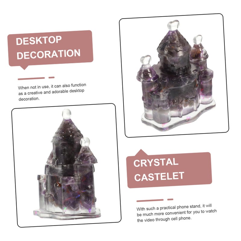 Natural Resin Castle Desktop Phone Holder Sturdy Mobile Rack For Tabletop Hands Free Viewing - Image 4