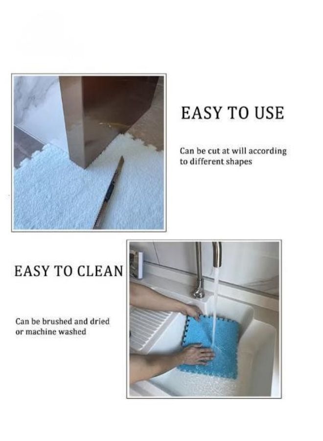 Plush Puzzle Foam Floor Mat For Kids Carpet Tiles Plush Puzzle Foam Floor Mat Plush Foam Floor Mat Square  Thick Interlocking Fluffy Tiles With Border Square Rug  Soft Climbing Carpet Mats Area Rug (Black) - Image 4