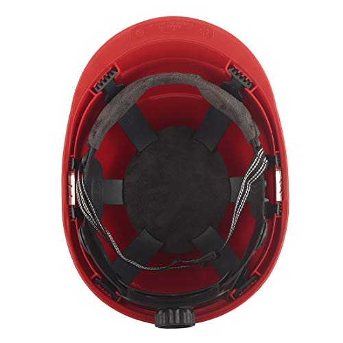 KARAM PN542 Safety Helmet for Men Industrial & Construction Helmet | Ratchet Type Adjustment with Adjustable Chin Strap | Ventilation & Side Slot for Attachment | EN Certified Hard Hat | Red - Image 2