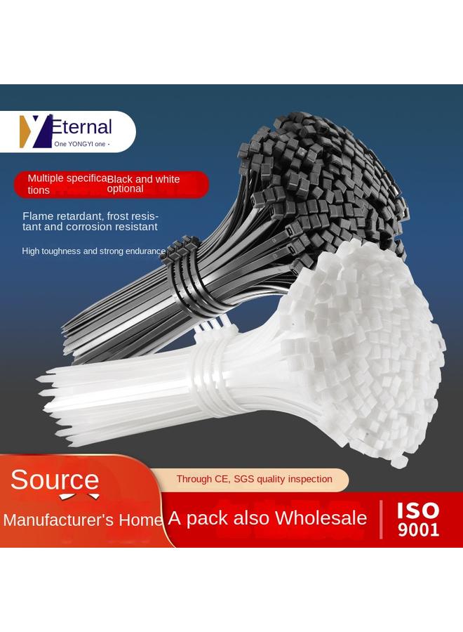 Bluejw Factory Wholesale Self-locking Cable Tie Strong Tension Binding White Black Cable Tie Plastic Strap Cable Tie - Image 2