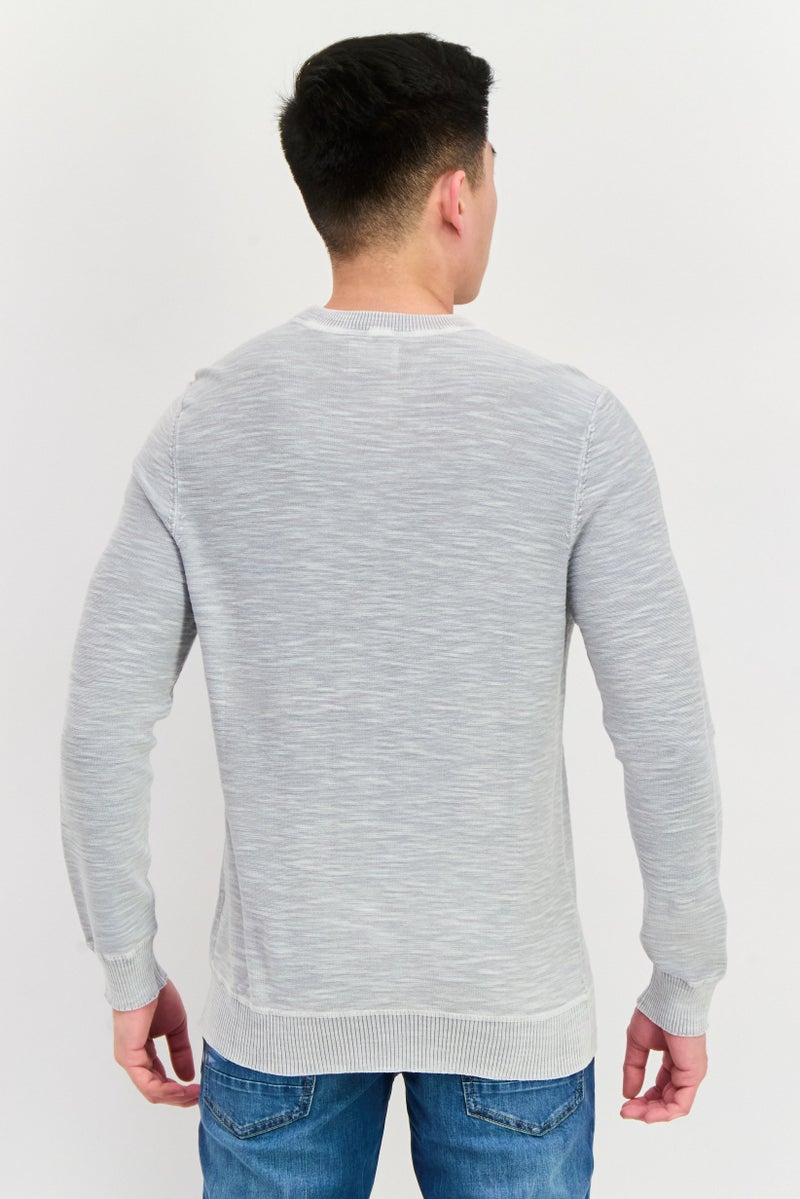 TRUE GRIT Men Crew Neck Long Sleeves Heather T-Shirt, Light Grey - Image 3