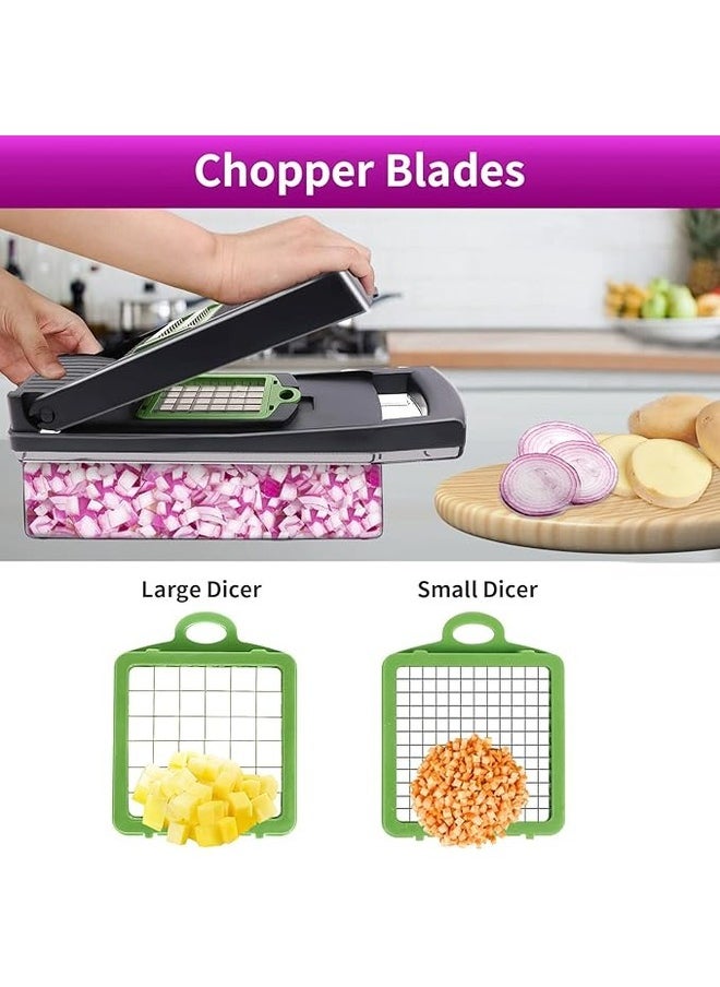 Generic - Vegetable Chopper, 12 in 1 Food Chopper Veggie Chopper Vegetable Cutter Onion Chopper Vegetable Slicer Mandolin Slicer for Kitchen Vegetable Chopper with Container 8 Blades Garlic Chopper Slicer - Image 1