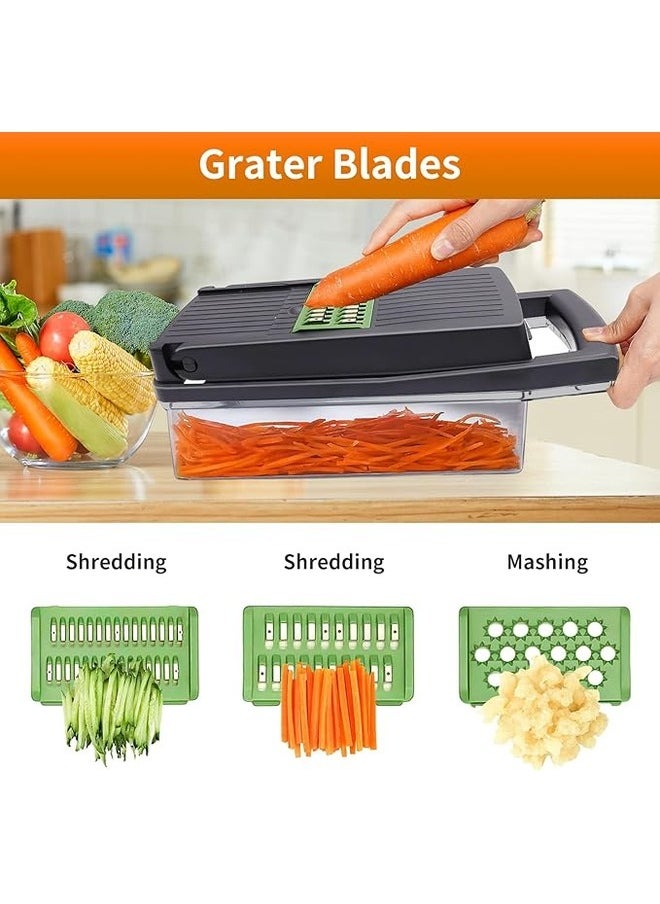 Generic - Vegetable Chopper, 12 in 1 Food Chopper Veggie Chopper Vegetable Cutter Onion Chopper Vegetable Slicer Mandolin Slicer for Kitchen Vegetable Chopper with Container 8 Blades Garlic Chopper Slicer - Image 1