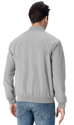 Rdruko Mens Lightweight Bomber Jacket Windproof Casual Fashion Windbreaker JacketLight Grey US XXXL - Image 3