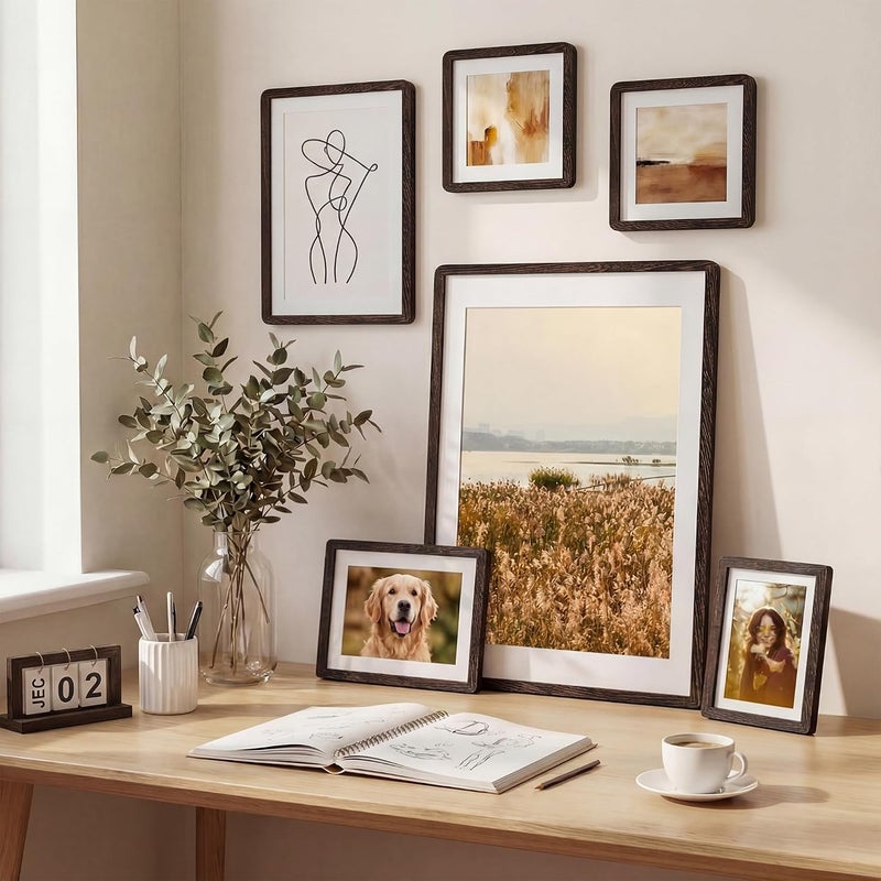FLYJOE 12x16 Picture Frame,Natural Solid Wenge Wood 12 x 16 Photo Frame with HD Tempered Glass,Handcrafted Rounded Corner 12 by 16 Wooden Frames Matted to 8.5x11,12x16 Frame Wall Decor for Art,Family,Wedding - Image 3