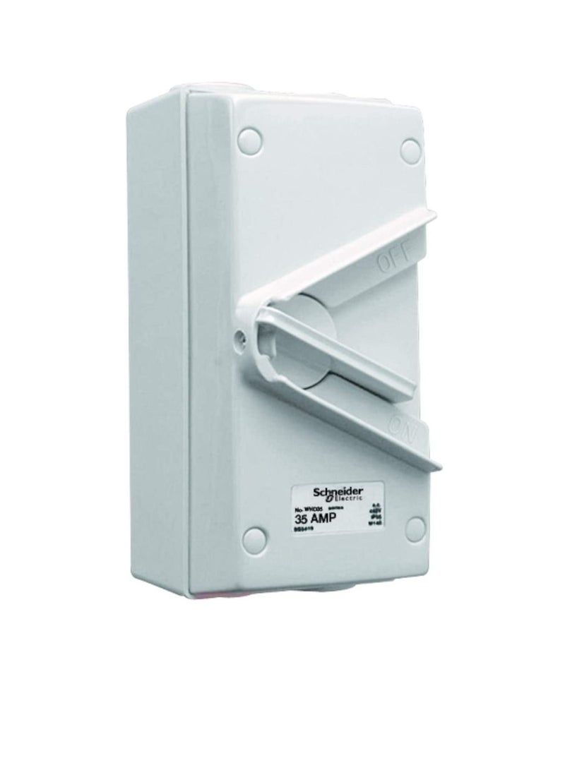Schneider Electric 35A 440V Surface Mount Double Pole Isolating Switch IP66 weatherproof - Image 2