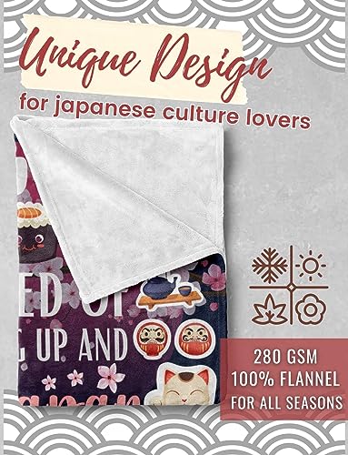 Huglanket Japanese Gifts Throws for Women Men, Flannel Blanket for Japan Culture Anime Lovers Gift for Christmas, 50"x 65" - Image 2