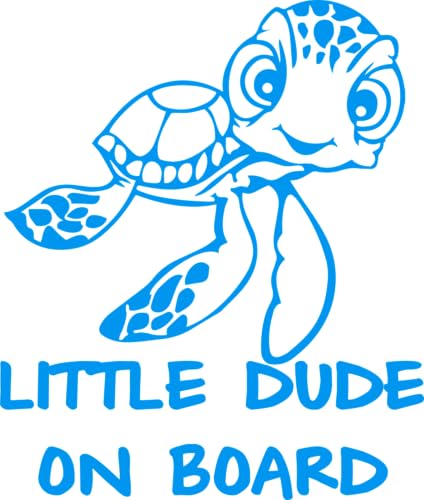 STICKER DAD Little Dude on Board Squirt DieCut Vinyl Decal Size 6 inch X 4 inch Color You Choose for Car Truck Windows RV Trailers Bumpers Laptop Lockers etc Cool Blue - Image 1