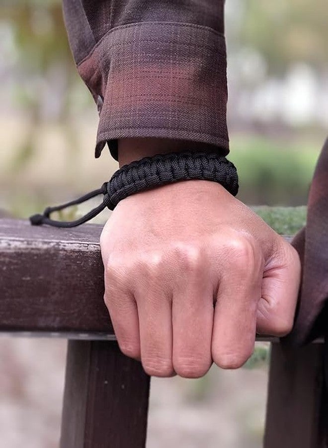DICHKAU أساور ديشكاو للرجال والنساء والأولاد والبنات، مصنوعة يدويًا من حبل باراكورد مضفر، لون أسود، سوار معصم، سهلة الارتداء والصيانة، إكسسوارات أنيقة للجميع - Image 4