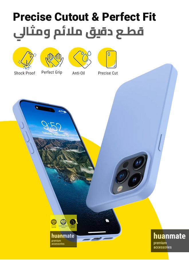 huanmate - Stylish Silicone Case Cover For Apple iPhone 15 Pro Max Light Blue - Image 1
