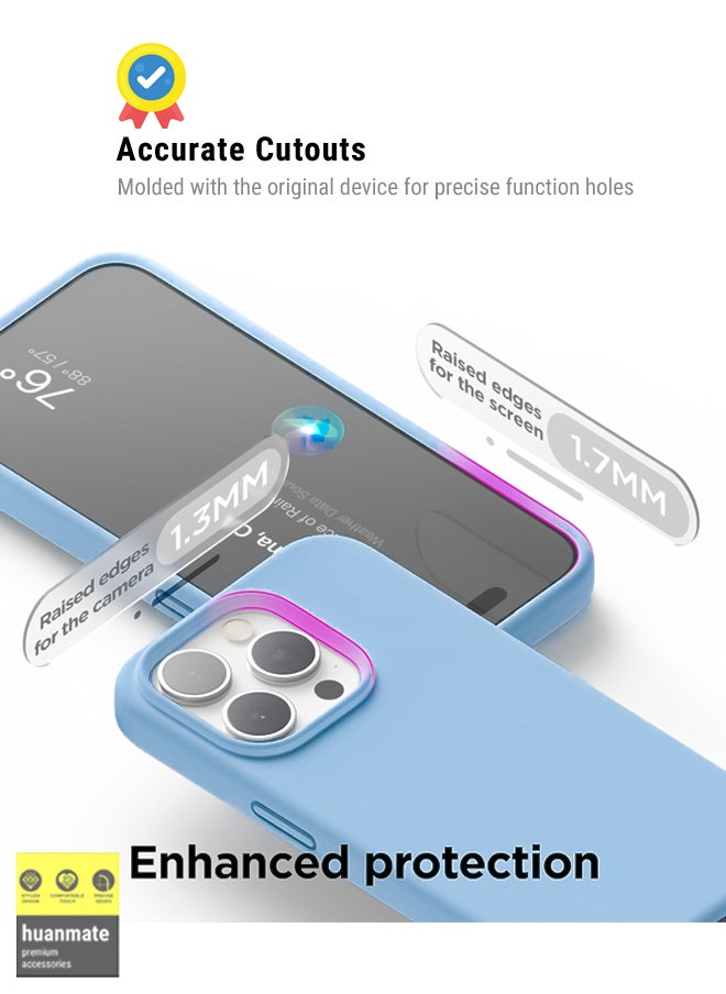 huanmate - Stylish Silicone Case Cover For Apple iPhone 15 Pro Max Light Blue - Image 1