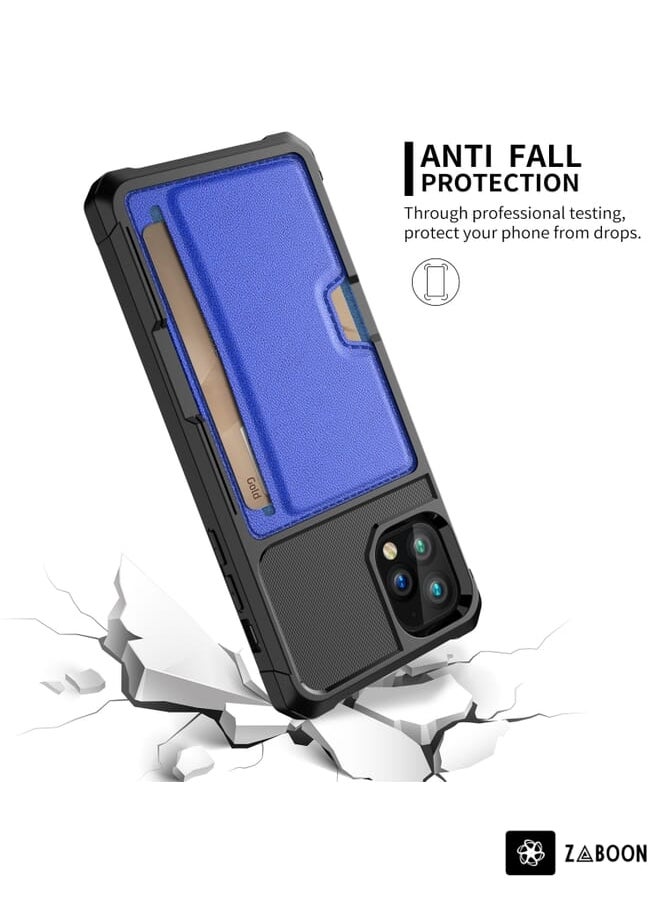 Green Tiger - For iPhone 11 Pro Max ZM02 Card Slot Holder Phone Case (Blue) - Image 1