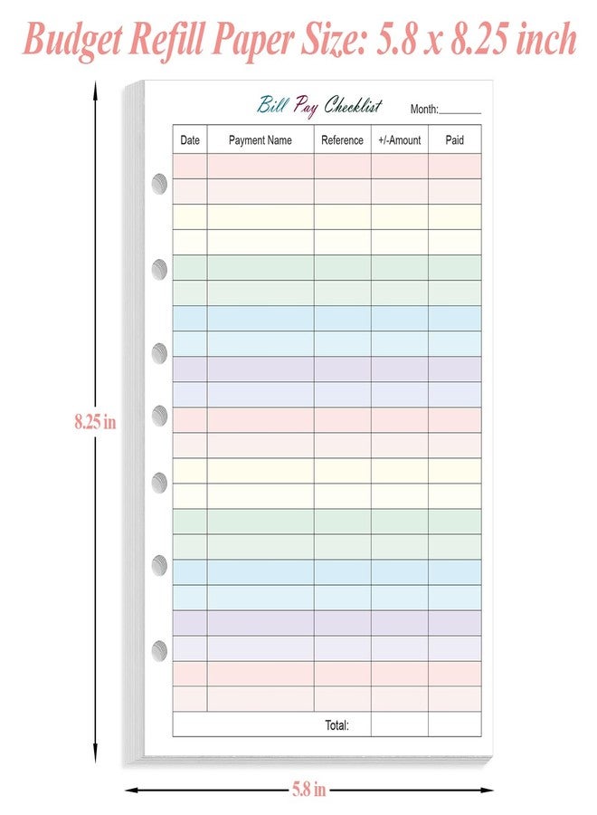 Yaridar Payment Checklist Refills Paper for Mini 3 or 7 Ring Binders - 50 Sheets/100 Pages Colorful Monthly Budget Forms, 7 Hole Punched/Desk Size 4, 100 gsm White Paper, 5.8" x 8.3" - Image 4