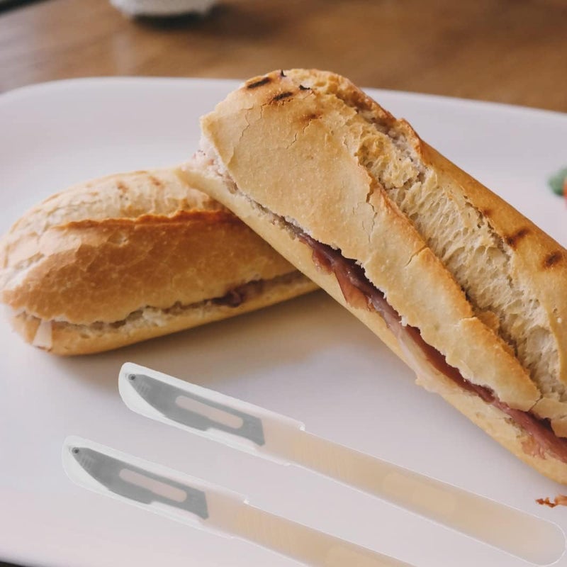 كاست ويف 10 قطع أداة خبز الخبازين الغربية سكاكين الخبز المنحنية أداة تشريح العجين وتقطيع الخبز مع غطاء واقي بلاستيكي قاطع فرنسي لحلاقة خبز العجين المخمر للخبازين - Image 5