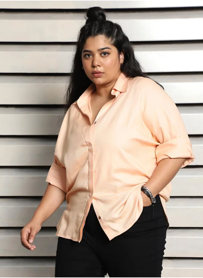 HIGH STAR Plus Size Boxy Casual Shirt with Button Placket by Styli