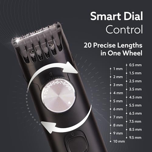 AGARO MT 8001 Beard Trimmer for Men, 60min Run Time, USB Charging, Fast Charge, 20 Length Setting, Rechargeable Battery, Black - Image 3