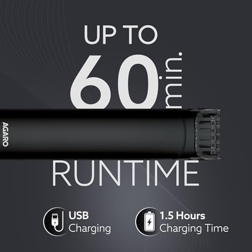 AGARO MT 8001 Beard Trimmer for Men, 60min Run Time, USB Charging, Fast Charge, 20 Length Setting, Rechargeable Battery, Black - Image 5