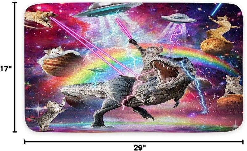 Grtuspr Cool Cat Dinosaur Bath Rug, 17x29 Inches, Purple, Non-Slip Kitchen & Bath rugs - Image 2