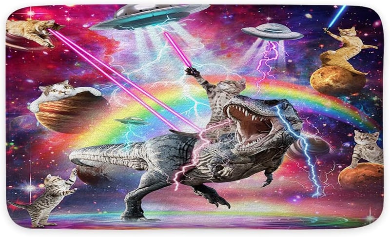 Grtuspr Cool Cat Dinosaur Bath Rug, 17x29 Inches, Purple, Non-Slip Kitchen & Bath rugs - Image 4