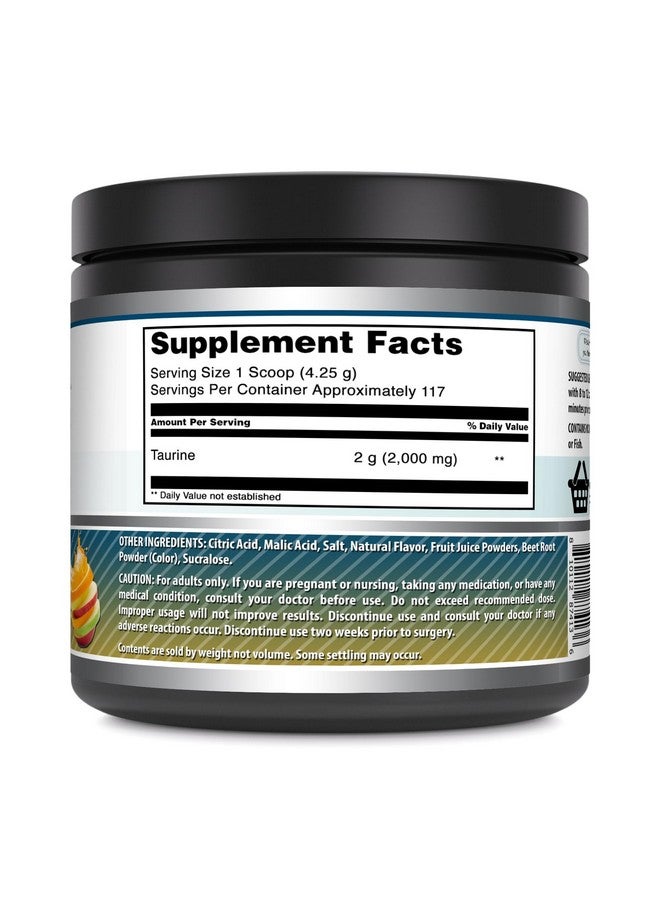 Amazing Nutrition Amazing Formulas Taurine 500 Grams (1.1 Lb) Powder Supplement | 2000 mg Per Serving | 111 Servings | Non-GMO | Gluten Free | Made in USA (Fruit Punch) - Image 2
