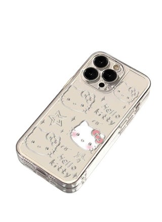 Transparent Hello Kitty Line Art Phone Case for iPhone 16 Pro