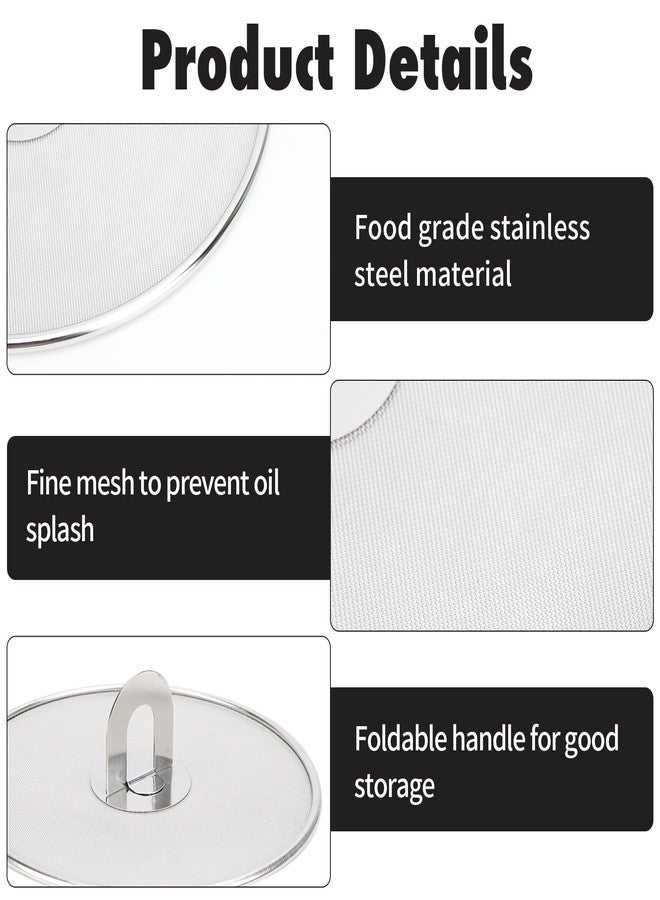 MOAMUN 4PCS Splatter Screen for Frying Pan, Stainless Steel Grease Splatter Guard, Hot Oil Splatter Screen with Foldable Knob, Ultra-Fine Mesh No Burns Keeps Kitchen Clean(8", 10", 11.5", 13") - Image 3