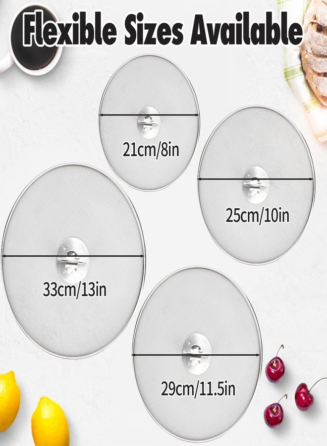 MOAMUN 4PCS Splatter Screen for Frying Pan, Stainless Steel Grease Splatter Guard, Hot Oil Splatter Screen with Foldable Knob, Ultra-Fine Mesh No Burns Keeps Kitchen Clean(8", 10", 11.5", 13") - Image 2
