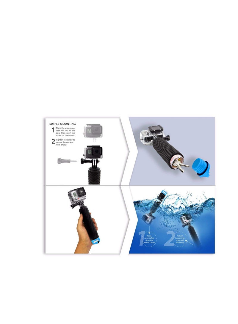 AROAQ Waterproof Monopod Floating Han, Underwater Diving Selfie Stick Pole, Camera Handler & Handle Mount Accessories Kit for Water Sport and Action Camera - Image 3