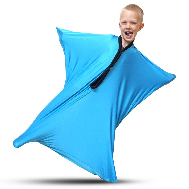 Sensory4u جوارب حسية للجسم للأطفال - كيس ضغط أزرق للتركيز والحركة والهدوء والتنسيق - بدلة مرنة للتوحد - صغيرة - Image 1