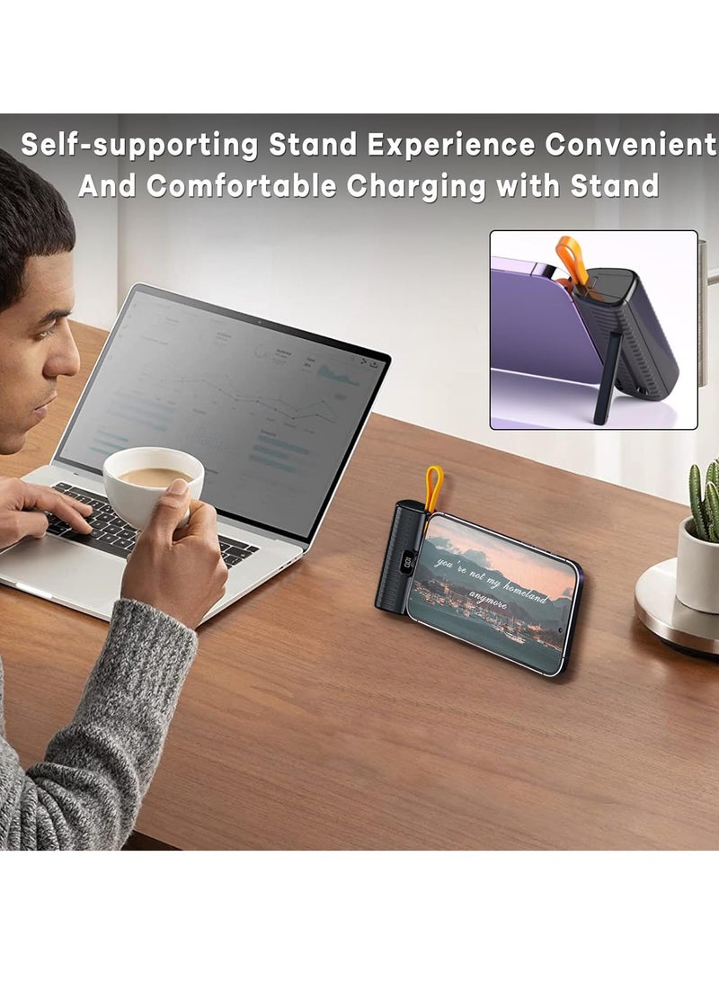 Denx DENX DX426 5000mAh Mini Power Bank with Built-in Charging Cable | 22W Fast Charging | LED Display | Compact Portable Charger for Mobile, iPhone, Android  - Image 3